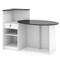 Reception Desk with Oval Table and Adjustable Shelf for Office Use